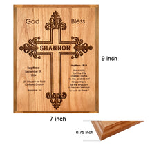 Load image into Gallery viewer, Baptism Gifts With Name, Personalized Baptism Cross for Girl or Boy, Wooden Plaque for Baby Dedication, Christening Gift