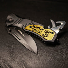 Load image into Gallery viewer, Custom Cowboy Style Pocket Knife, Country Personalized Gift for Men, Rustic Ranch Knife