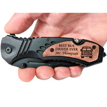 Load image into Gallery viewer, Bus Driver Gift, Personalized School Bus Driver Folding Knife, Custom Bus Driver Appreciation Gifts