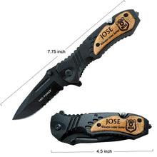 Load image into Gallery viewer, Personalized Police Officer Pocket Knife, Police Academy Graduation Gift, Custom Law Enforcement Retirement Gift