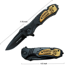 Load image into Gallery viewer, Custom Cowboy Style Pocket Knife, Country Personalized Gift for Men, Rustic Ranch Knife