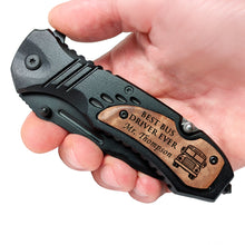 Load image into Gallery viewer, Bus Driver Gift, Personalized School Bus Driver Folding Knife, Custom Bus Driver Appreciation Gifts