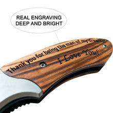 Load image into Gallery viewer, Engraved Knife - Thank you for being the man of my dreams!