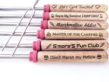 Load image into Gallery viewer, Pre-made Funny Engraved Telescoping Smores Forks - 6 styles