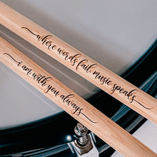 Load image into Gallery viewer, Custom Engraved Drum Sticks - Personalized Gift for Drummer - 1 Pair