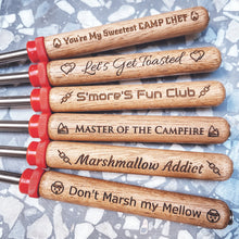 Load image into Gallery viewer, Pre-made Funny Engraved Telescoping Smores Forks - 6 styles