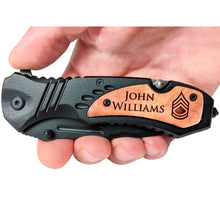 Load image into Gallery viewer, US Army Rank Knife, Custom Military Promotion, Veteran, Retired Gift
