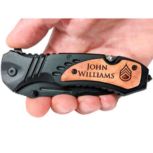 Load image into Gallery viewer, US Army Rank Knife, Custom Military Promotion, Veteran, Retired Gift
