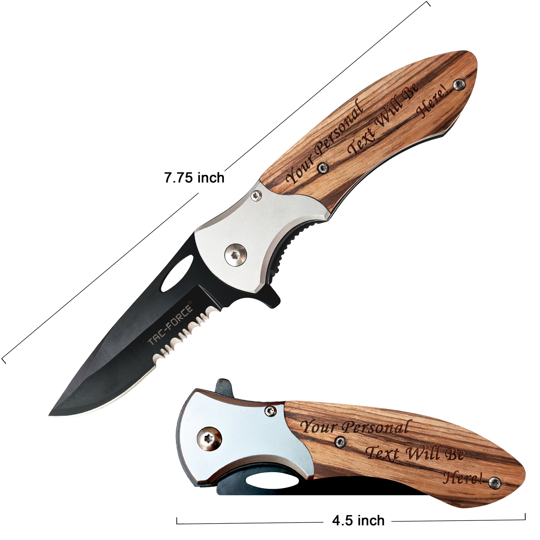 Personalized Laser Engraved 5″ Overall Pocket Knife, Father's Day,  Groomsmen Gift, Gifts for Men