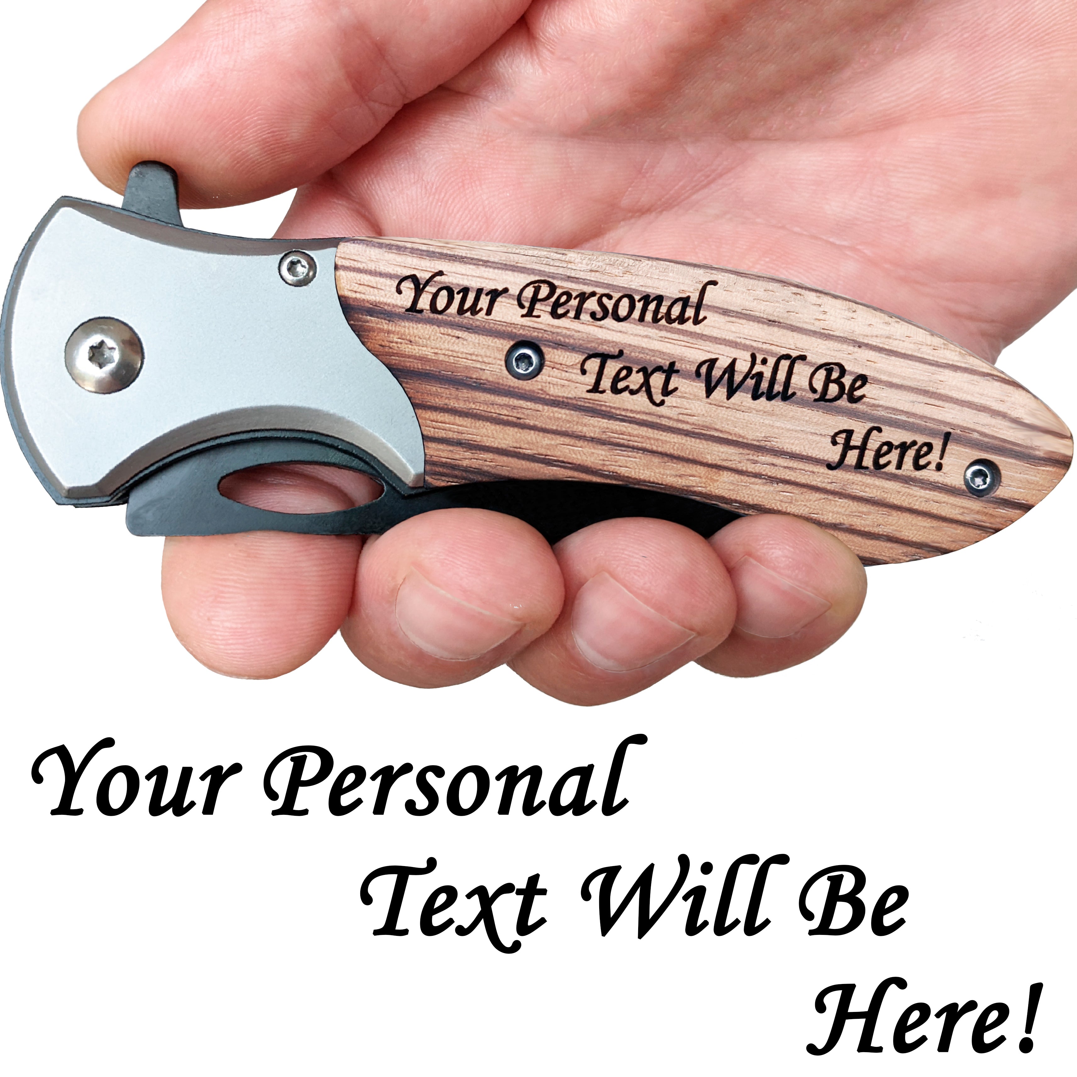 Personalized Laser Engraved 5″ Overall Pocket Knife, Father's Day,  Groomsmen Gift, Gifts for Men