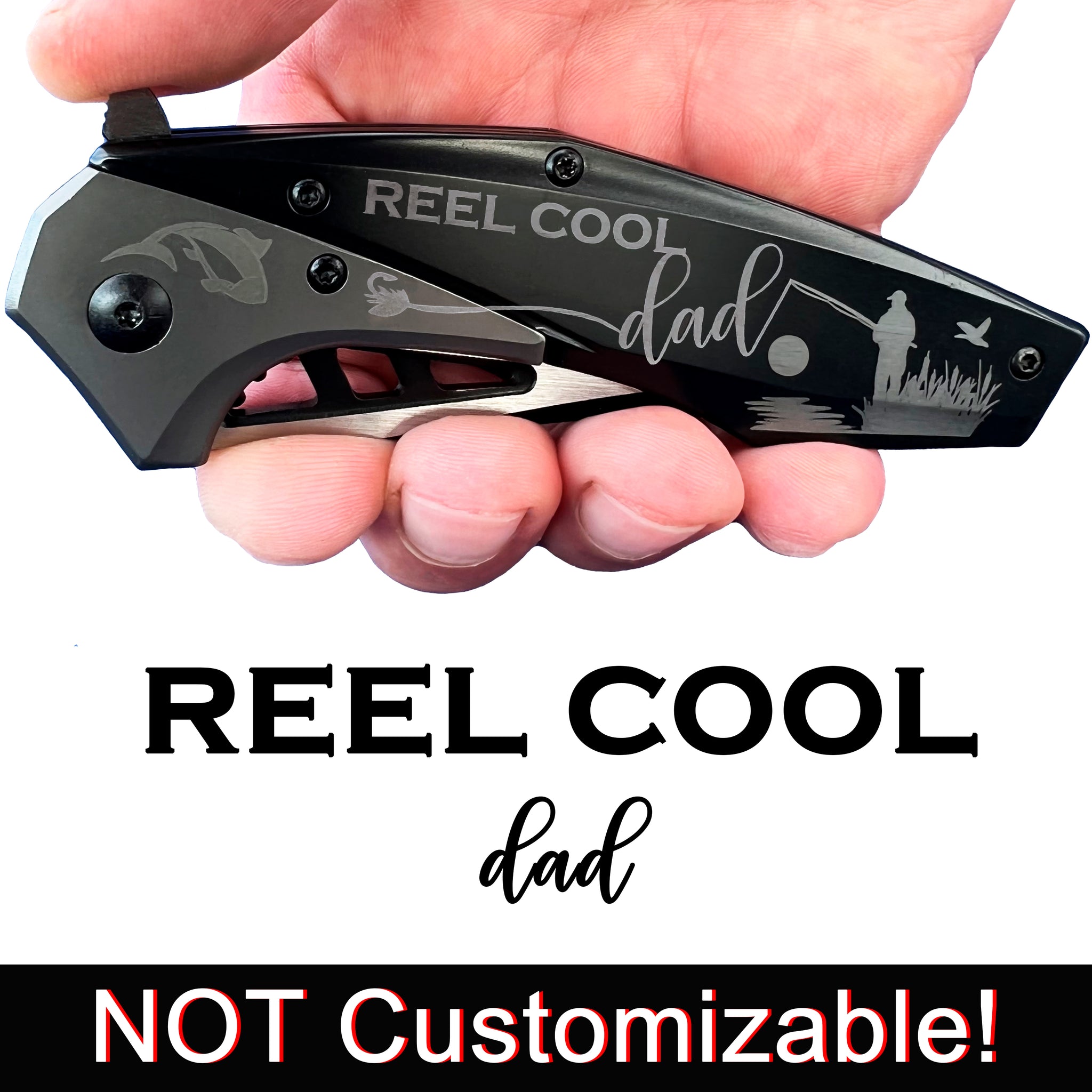  Smoky Tree Reel Cool Dad - Engraved Pocket Fishing Knife for  Father who loves Fishing - Gift for Fishing Dad - Fisherman Daddy - Funny  Gift Idea for Christmas, Father's